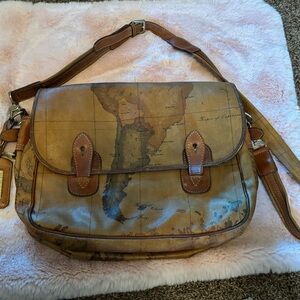 ALVIERO MARTINI 1A Classe Leather travel laptop work bag Geo classic Italian